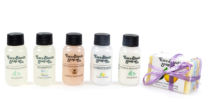 Trial Sample Set | Complete Natural Guest-size Amenity Boutique Hotel, B&B, Inn Sample Set | (ONE PER CUSTOMER)    Em'z Blendz Soap Co.