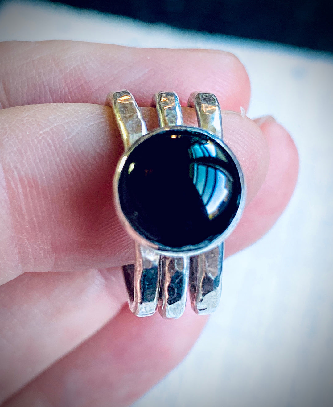 Black Onyx Protection Ring | Sterling Silver Stack Ring Set - Emz Blendz