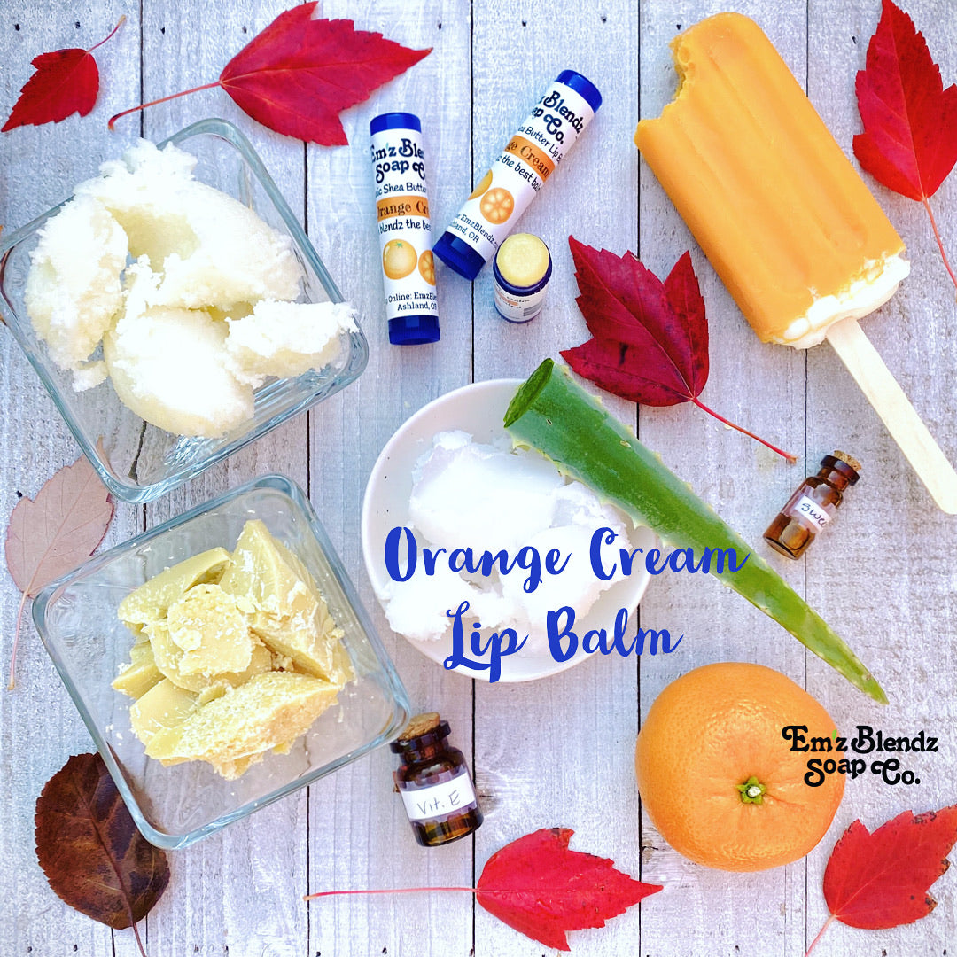 Organic Naturally Handcrafted Shea Butter Lip Balm | Orange Cream - Emz Blendz