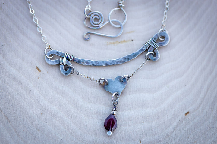Passionate Heart Necklace | Garnet & Fine Sliver