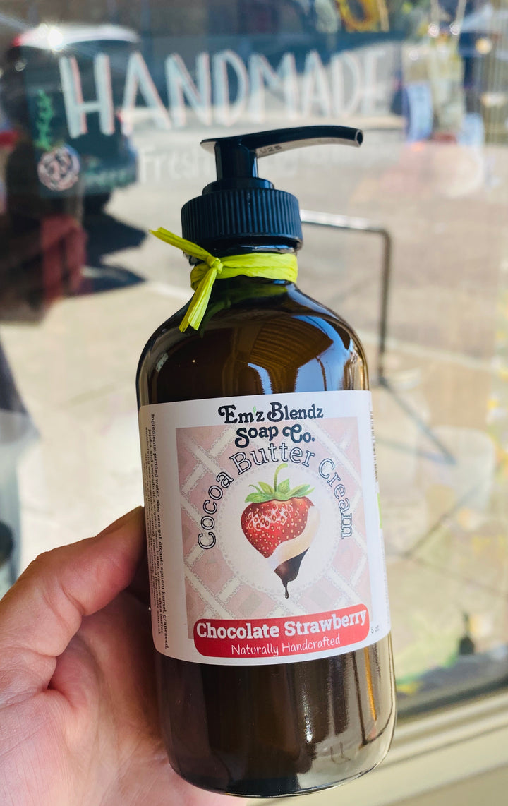 Chocolate Strawberry Velvety Soft Cocoa Butter Hand & Body Cream    Em'z Blendz Soap Co.