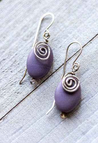 Lavender Stone & Sterling Silver Swirl Earrings