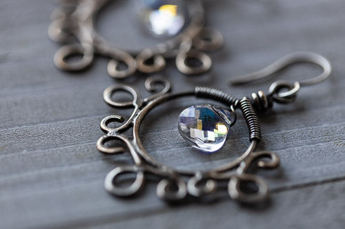 Em'z Blendz Vintage Gypsy Rainbow Crystal & Sterling Silver Earrings | Handcrafted Jewelry    Em'z Blendz Soap Co.