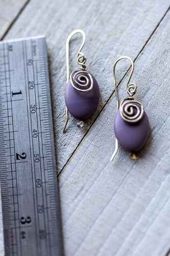 Lavender Stone & Sterling Silver Swirl Earrings