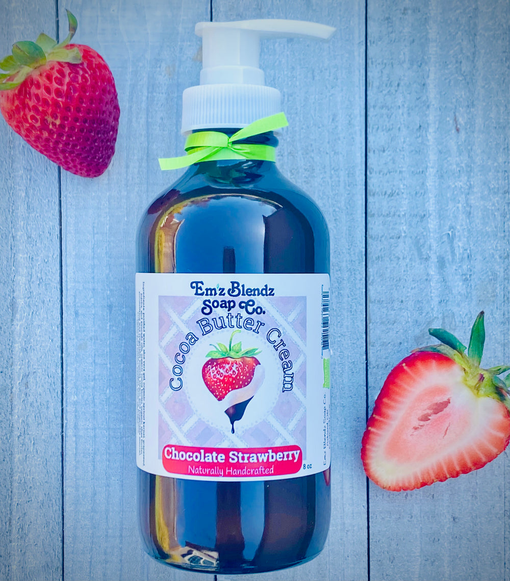 Chocolate Strawberry Velvety Soft Cocoa Butter Hand & Body Cream    Em'z Blendz Soap Co.