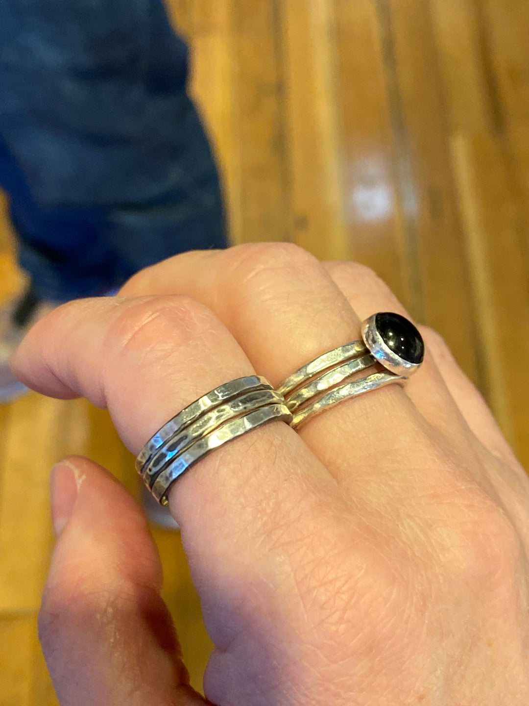 Solid Sterling Silver Stack Ring Set | Hand-Hammered
