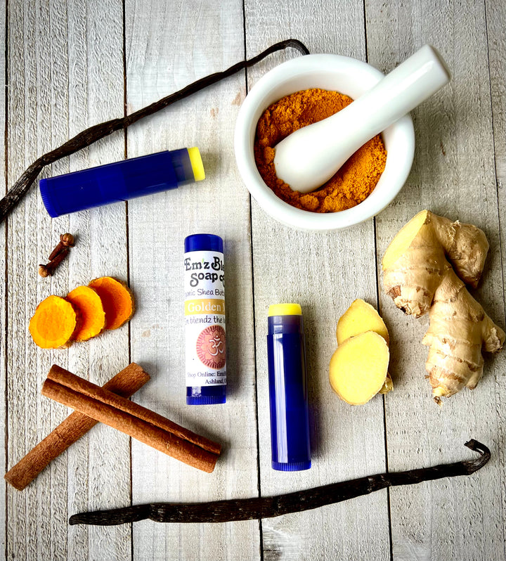 Golden Milk Lip Balm | Warm, Creamy Vanilla & Spice (Super Hydrating Formula)    Em'z Blendz Soap Co.