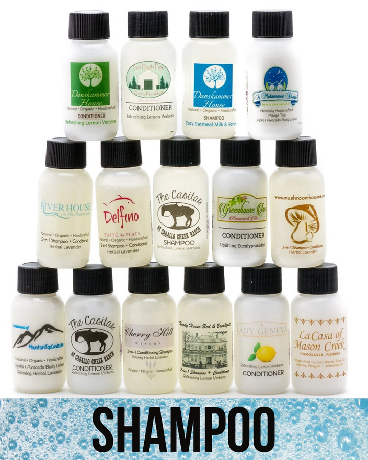 Guest Shampoo | Handmade Natural Boutique Hotel, B&B, Inn Guest Travel-size Amenity Shampoo    Em'z Blendz Soap Co.