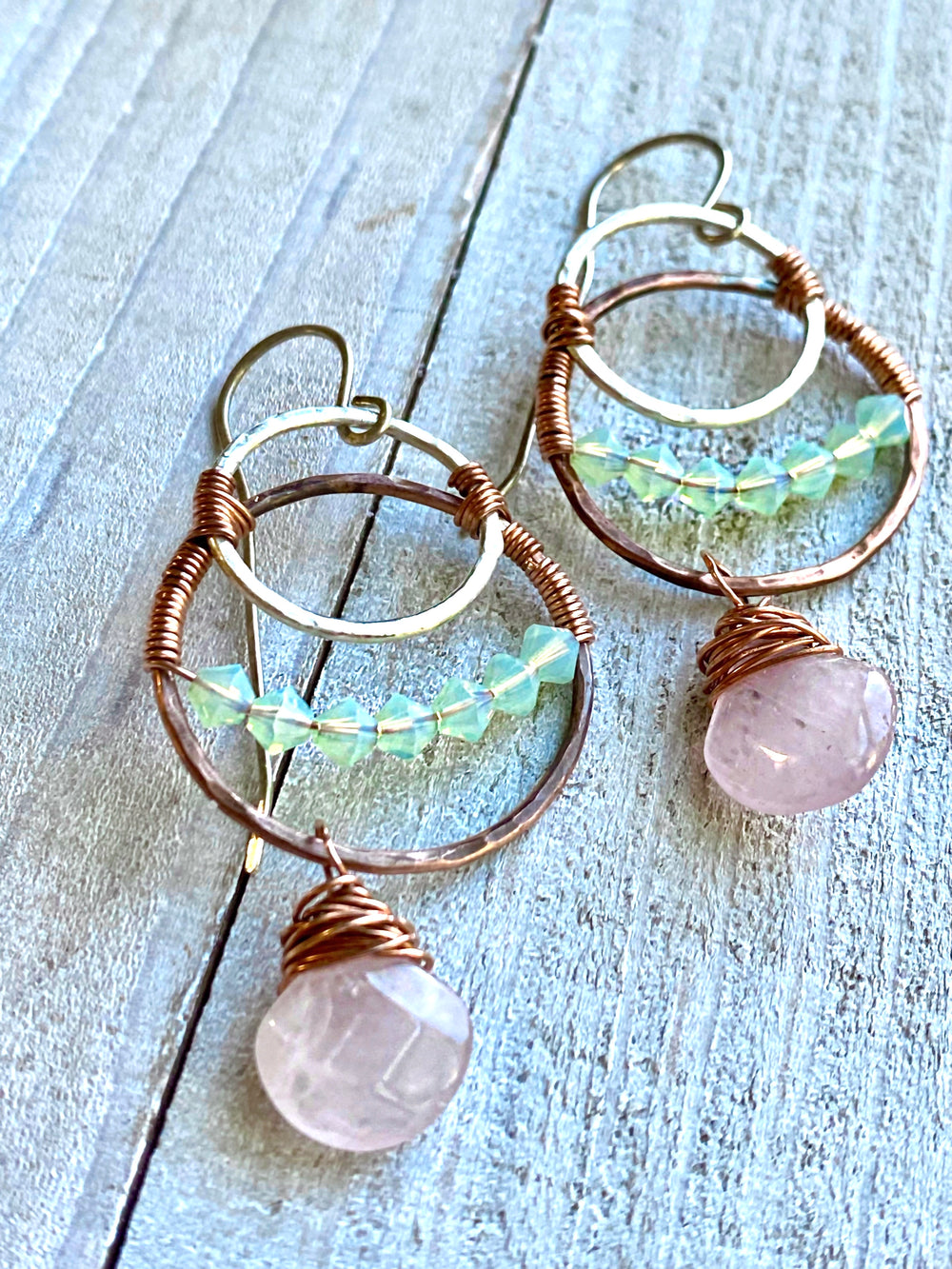 Lunar Eclipse Rose Quartz Earrings - Emz Blendz