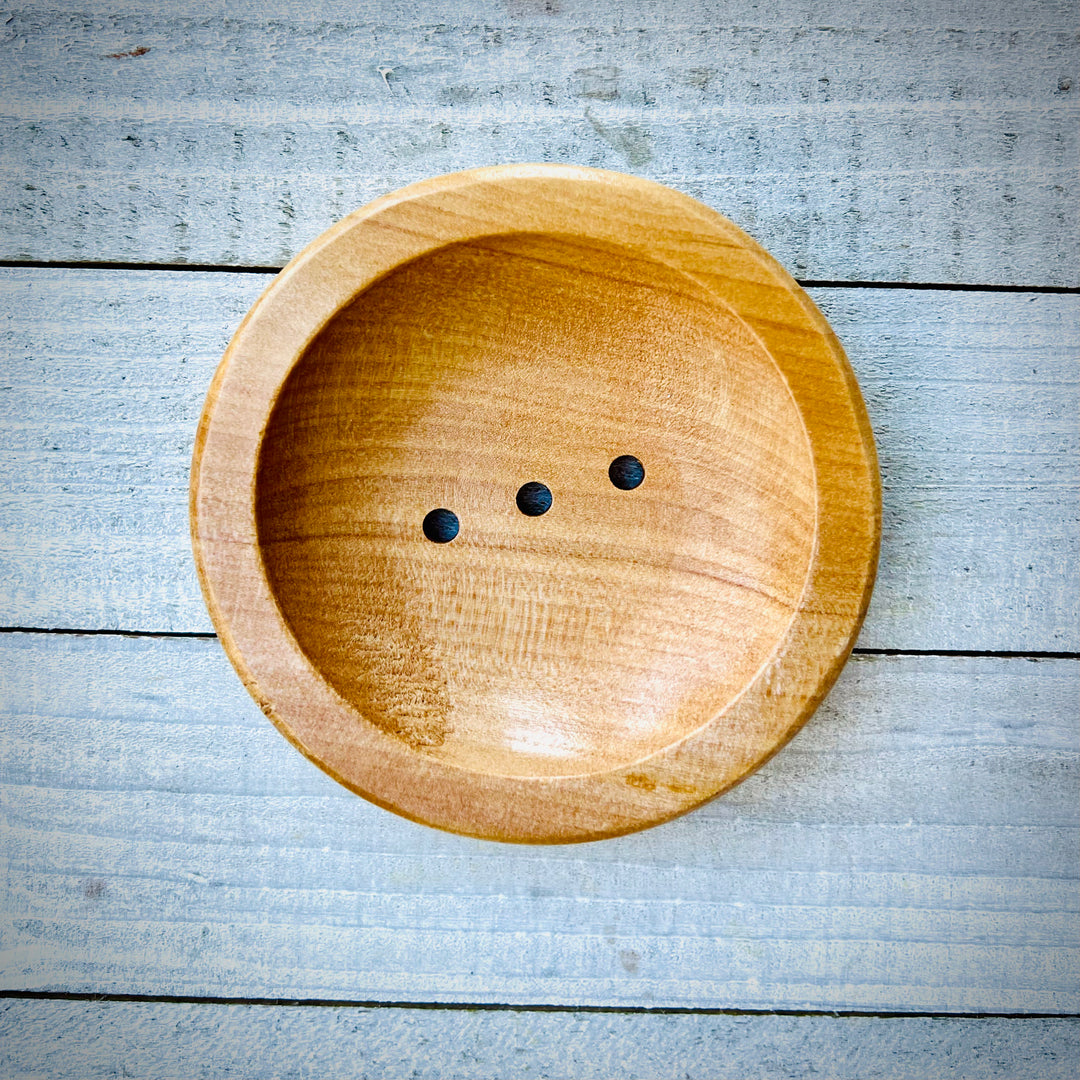 Handcrafted Wooden Shampoo Moon Dish    Em'z Blendz Soap Co.