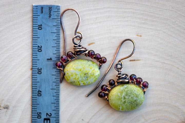 Peridot Jasper & Garnet Earrings