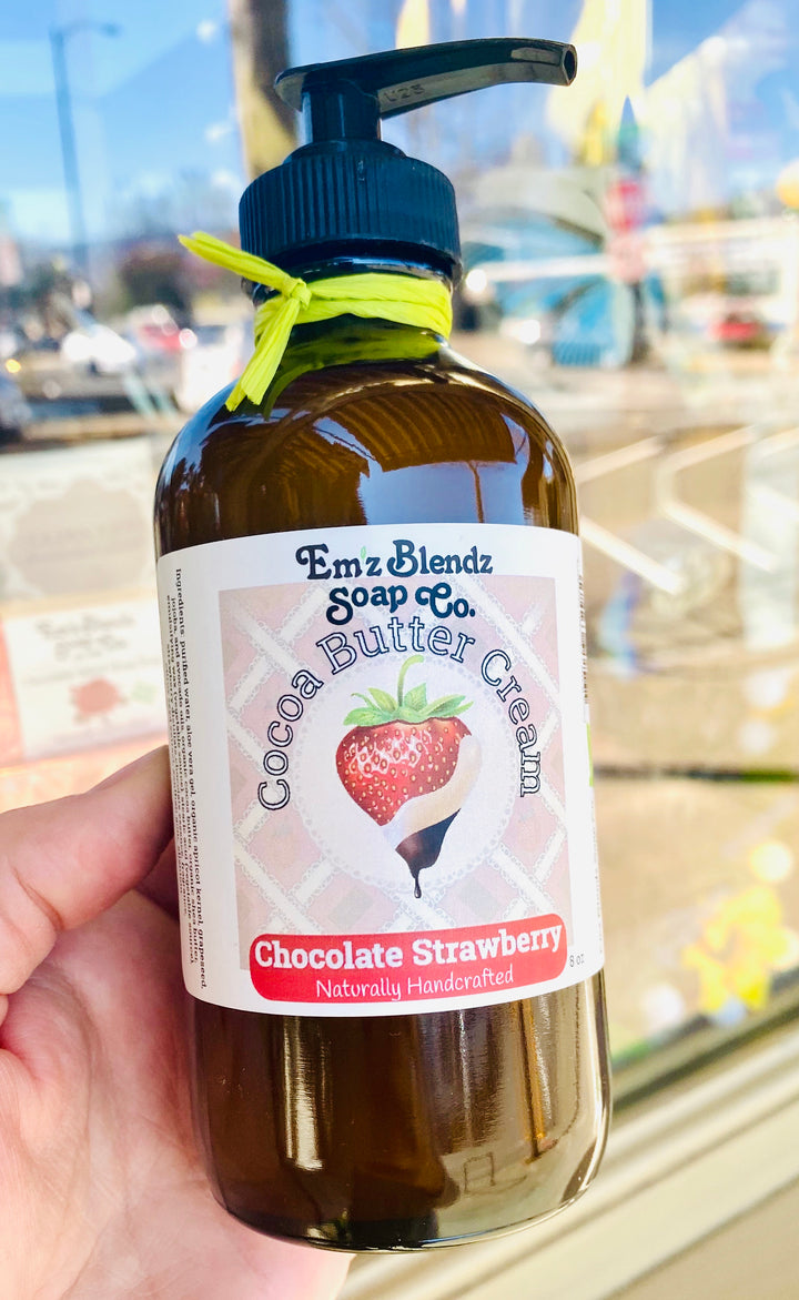 Chocolate Strawberry Velvety Soft Cocoa Butter Hand & Body Cream    Em'z Blendz Soap Co.
