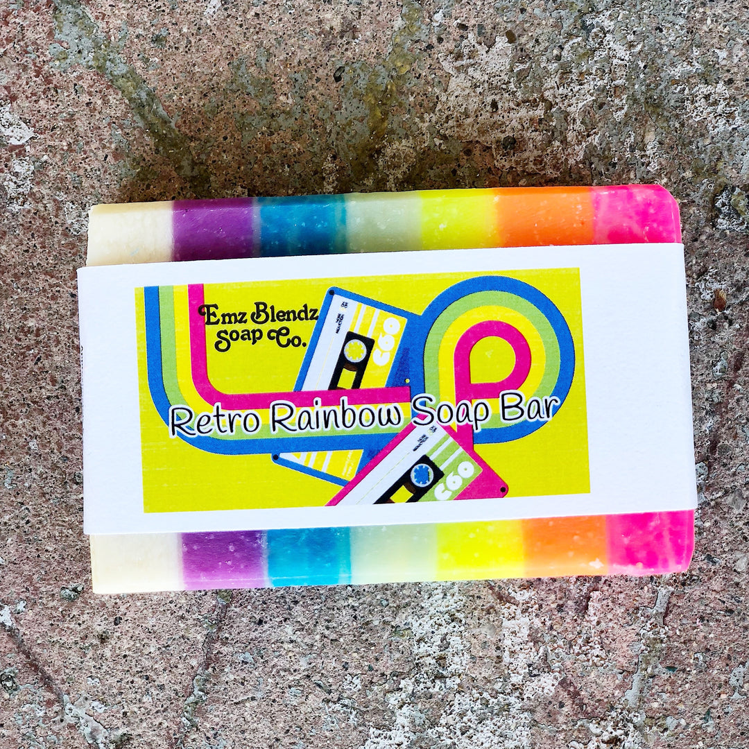 Retro Rainbow Soap Bar | Totally Rad 80s Style Refreshing Cleansing Bar    Em'z Blendz Soap Co.