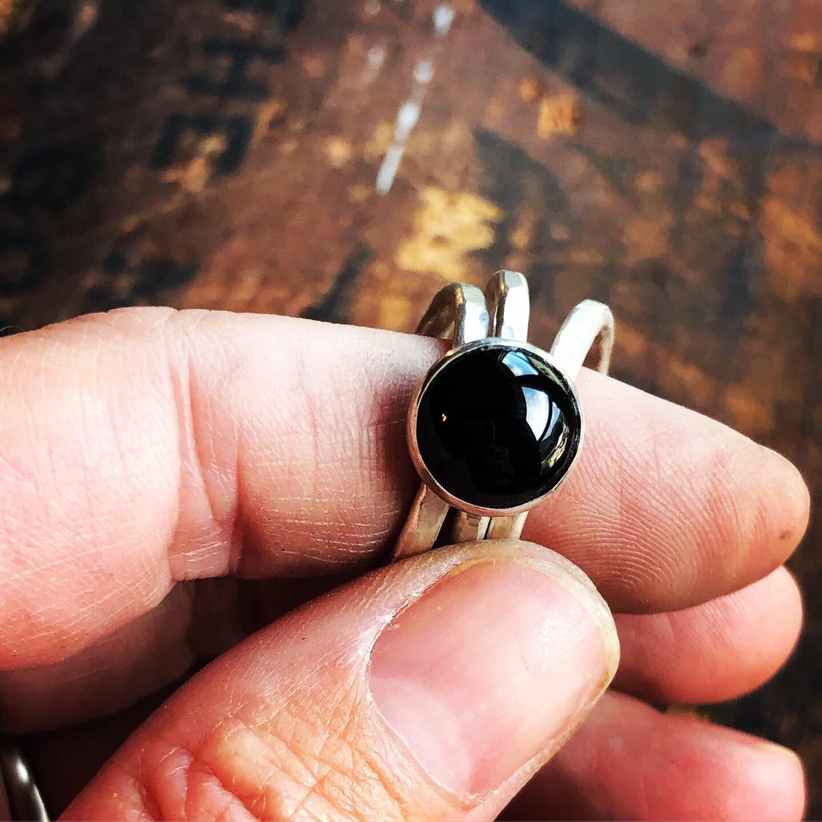 Black Onyx Protection Ring | Sterling Silver Stack Ring Set - Emz Blendz