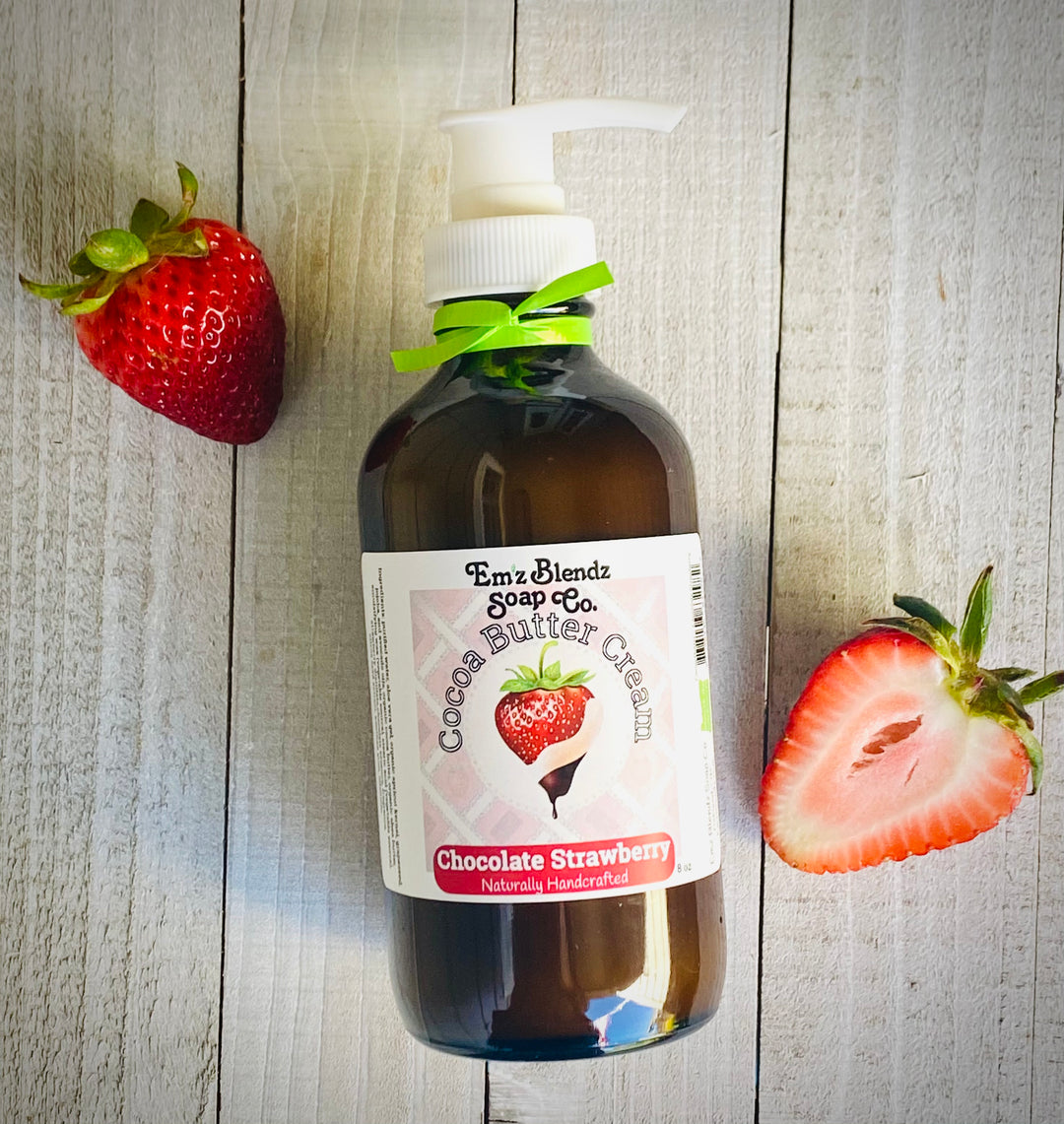 Chocolate Strawberry Velvety Soft Cocoa Butter Hand & Body Cream    Em'z Blendz Soap Co.