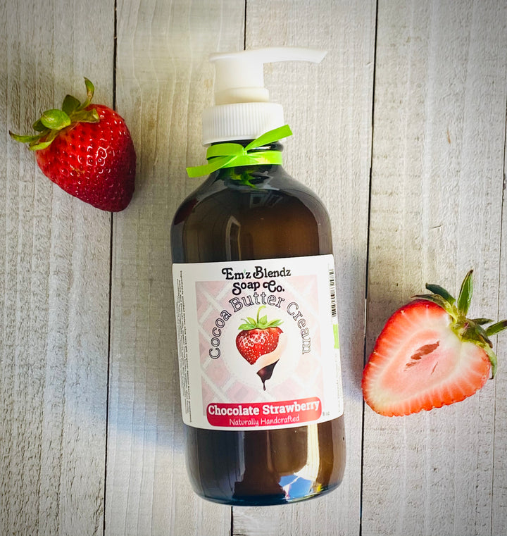Chocolate Strawberry Velvety Soft Cocoa Butter Hand & Body Cream    Em'z Blendz Soap Co.