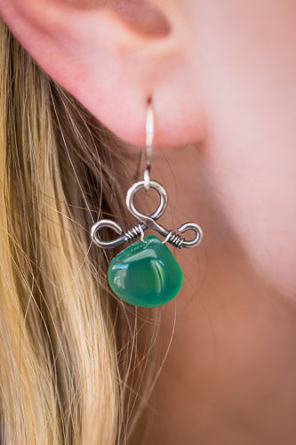 Green Onyx & Sterling Silver Earrings