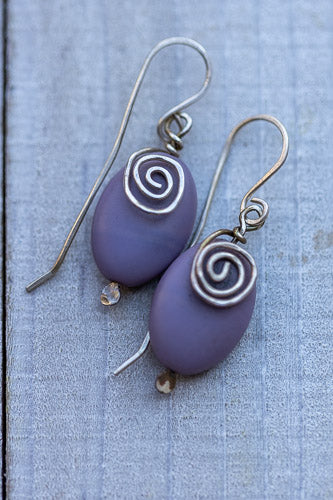 Lavender Stone & Sterling Silver Swirl Earrings