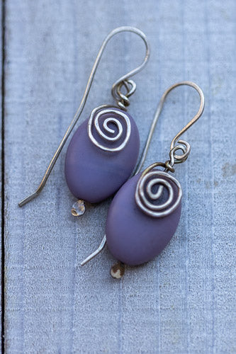 Lavender Stone &amp; Sterling Silver Swirl Earrings