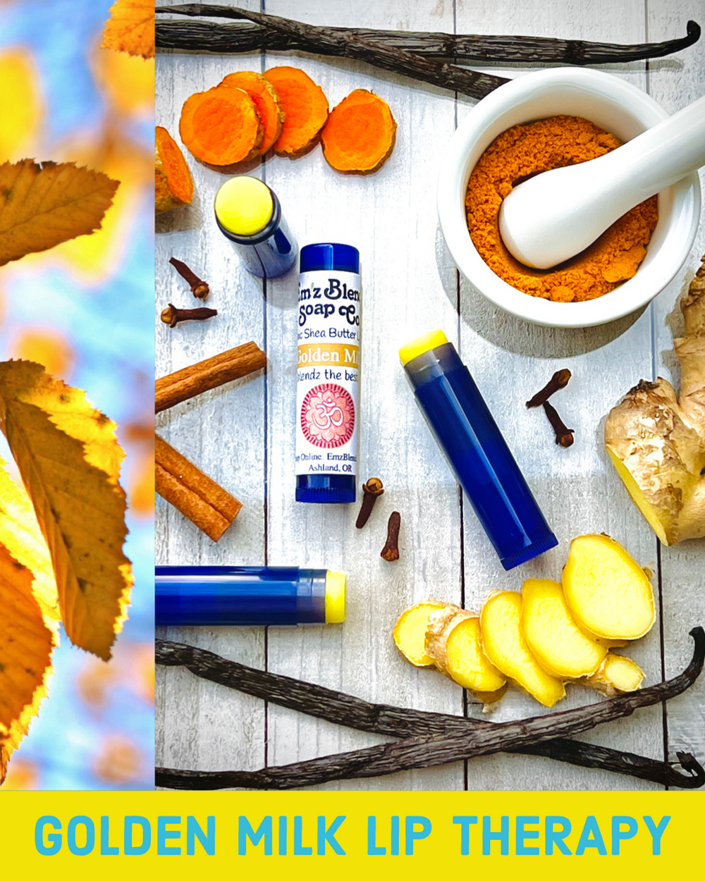 Golden Milk Lip Balm | Warm, Creamy Vanilla & Spice (Super Hydrating Formula)    Em'z Blendz Soap Co.