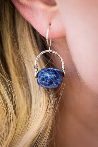 Horseshoe Sodalite  Silver Earrings