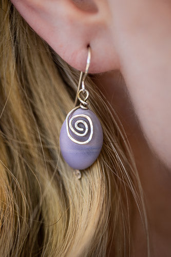 Lavender Stone & Sterling Silver Swirl Earrings