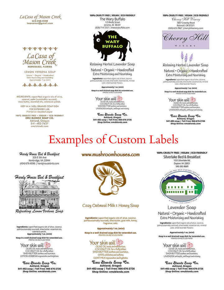 Custom Label Setup for Guest Toiletry Products - One Time Setup    Em'z Blendz Soap Co.